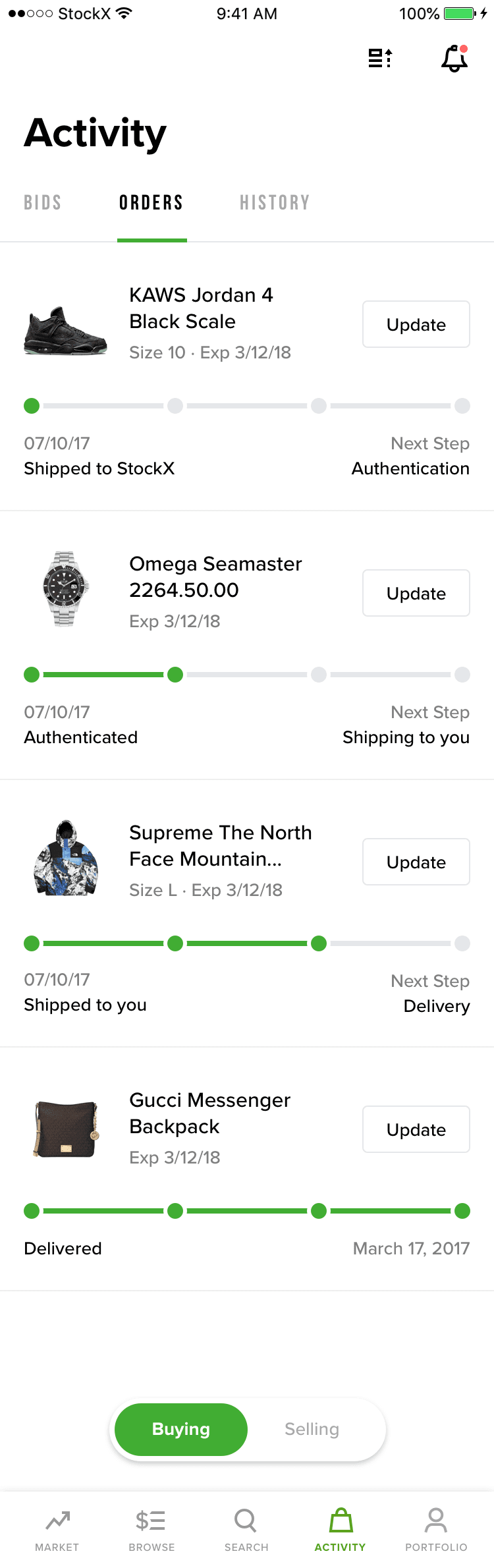 StockX Activity Buying 2