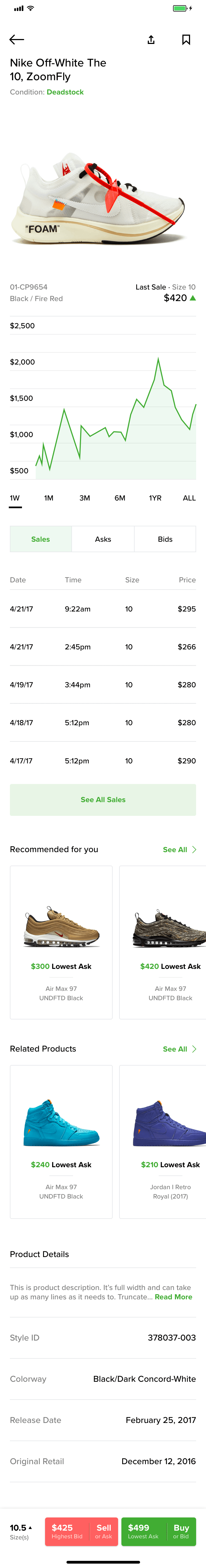 StockX Mobile Product Detail
