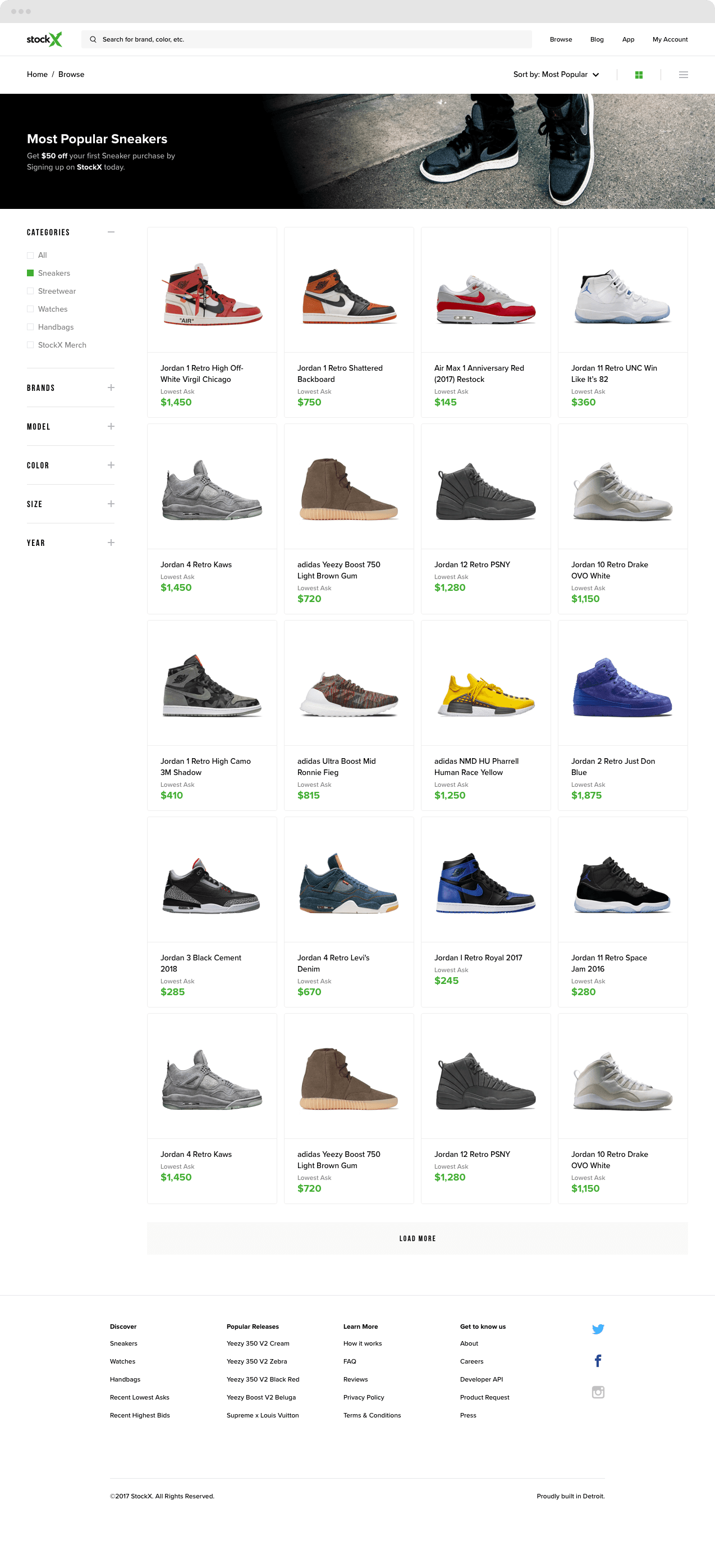StockX Browse Grid